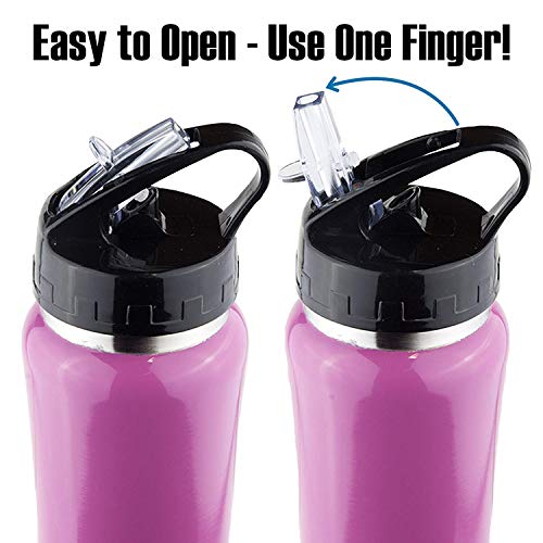 Zero Degree Stainless Steel Water Bottle W/ Straw And Leak Proof Lid, Vacuum Insulated Double Wall Sport Bottle Keeps Drinks Cold For 24 Hours - 18Oz Blue #TOP2