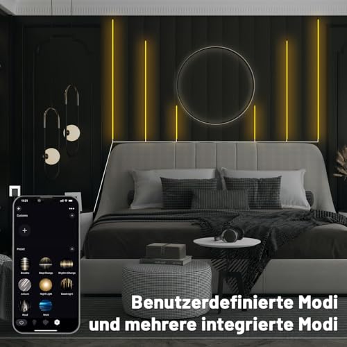 Lichaser LED für Akustikpaneele, 6 Rollen WiFi COB LED Streifen Warmweiss Parallel und Kompatibel mit Alexa, 12V COB Lichtleiste für Akustikpaneele Beleuchtung, Wandpaneele, Regal, Vitrinen (2M)