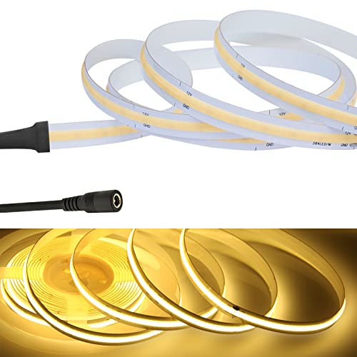 LEKE COB テープライトLEDストリップライトフレキシブル 高密度 LEDテープライト 3m 320LEDs/m 電球色3000K DC12V 180°発光CRI>=90,両面テープ変形可能 切断可能 寝室 キッチンホーム オフィス屋内装飾 (3000K 3m)