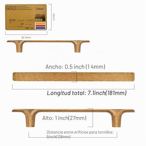Miniatura 6 de Amerdeco 10 Pieza Tiradores Cocina 128mm Armarios Bronce Tirador Puerta Tiradores Cajones De Aleación De Zinc Muebles Tirador Uk0019