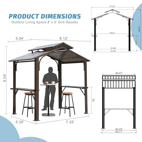 Domi Outdoor Living LGCF1651-BR-FAY Domi Hardtop Grill Gazebo 8X5Ft thumb #1