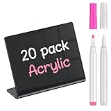 Uniclife 20 Stück Mini-Tafelschilder für Lebensmittel, Kleine Tafelschilder mit Tafelmarkern, Wiederverwendbare Hochglanz-Acryl-Lebensmittelschilder Lebensmitteletiketten für Partys Buffet Hochzeit