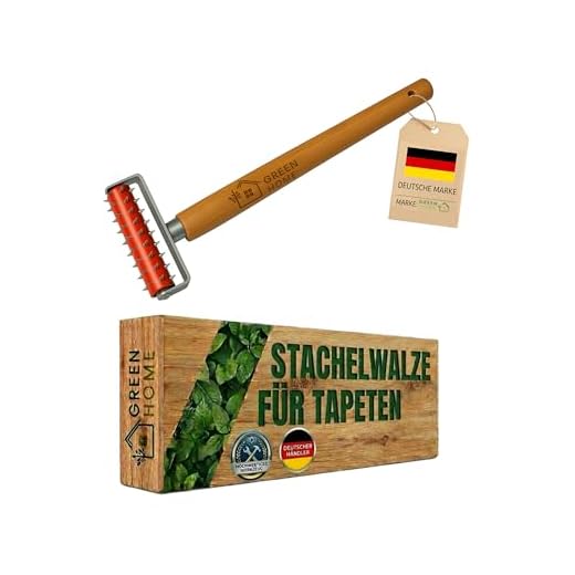 Green Home Stachelwalze Tapeten 150 x 500 mm, Nagelroller, Igelwalze, Tapetenigel zum Perforieren von Tapeten – Tapezierwerkzeug Nagelwalze Igelroller Tapezieren Stachelroller mit Holzgriff