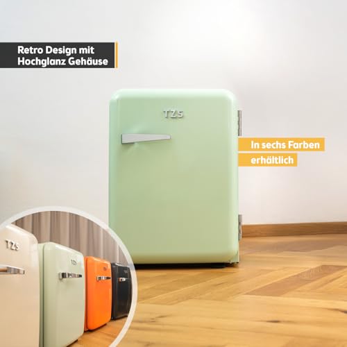 TZS First Austria - Retro Mini Kühlschrank 40L lautlos - Kleiner Minikühlschrank im Vintage-Design mit Innenbeleuchtung & 2 Türfächern - Minibar für Camping, Büro, Schlafzimmer & Hotel - mint