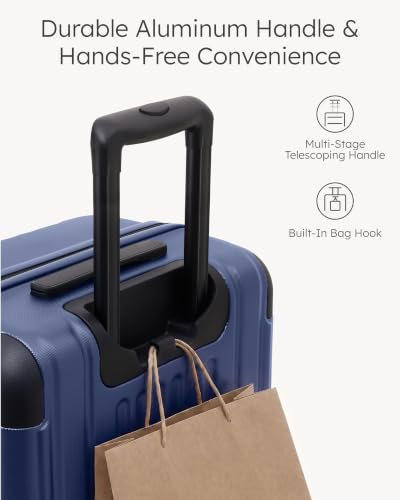 Image of Coolife Luggage, Lightweight and Durable Hardshell, 24 in, Navy Blue