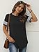 Cuptacc Damen T Shirt Elegant Rundhalausschnitt Raglan Kurzarm T-Shirt Leichte Luftig Striped Stulpe Lockere Tuniken Wrinkle Free Komfort Top Schwarz XL