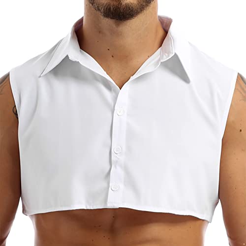 Men's Dickey Collar Half Shirts Formal Party Officer Uniforms Tuxedo Vest Fake Collar Blouses