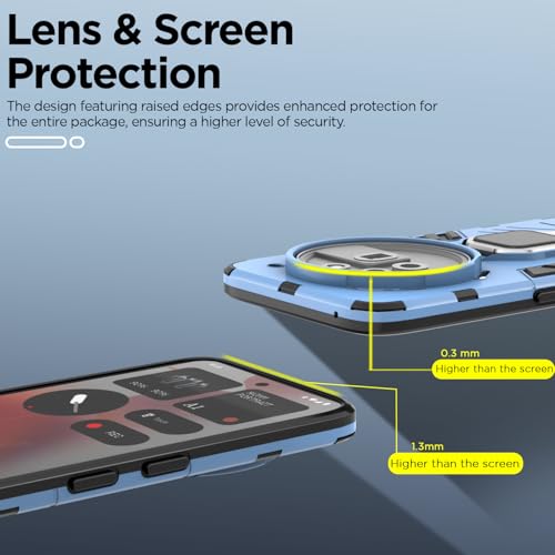 Image of Pikkme Back Cover for Nothing Phone 3a Pro 5G | 360 Protection Case | Ring Holder Stand D5 Tough Armor Bumper Case (Blue)