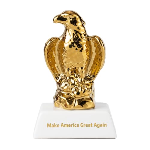 Figura Decorativa Águila Cerámica Dorada 7.25 in
