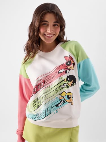 Image of The Souled Store Official Powerpuff Girls: Good, Bad & Bubbly Women Oversized Sweatshirts