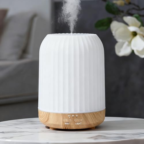 Frogetu 250ml Diffusore di Oli Essenziali Ultrasuoni Diffusore di Aroma, Diffusione Elettrico di Oli Essenziali ad Ultrasuoni con Umidificatore d'Aria a 7 Colori per Appartamento Ufficio Casa Yoga
