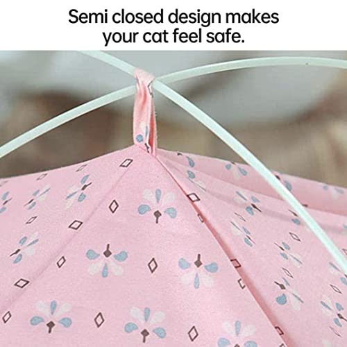 Cat Princess Indoor Tent House Pet Dog Cute Floral Cave Nest Bed Portable Dog Tents Dog House Cave Pink M|Pet Tent #TOP2