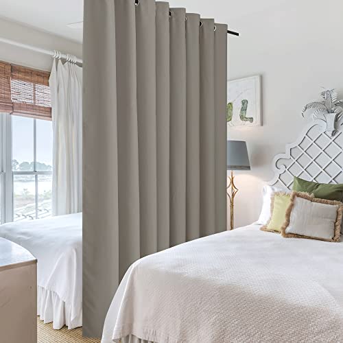 Image of RYB HOME Extra Wide Curtains for Divider Room Separation Soundproof Temporary Door Curtains for Bedroom Closet Office Theatre Garage Living Room Privacy Drop Cloth, W 180 x L 84 inches, Sand