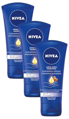 NIVEA Crème mains nourrissante peaux très sèches (1 x 75 ml), soin mains hydratant à l'huile d'amande douce, crème mains hydratante efficace 24 h (Lot de...