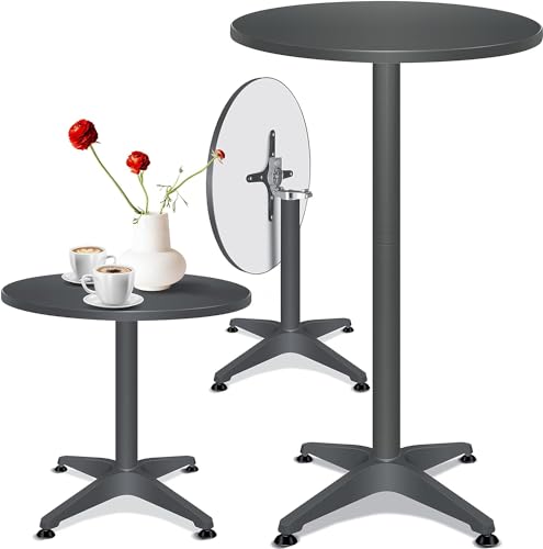 KESSER® 2in1 Stehtisch klappbar Bistrotisch 1er Set | Aluminium Edelstahlplatte | höhenverstellbar 70cm / 115cm | Partytisch Tisch Ø 60cm | In- & Outdoor | Empfangstisch Klapptisch mit Cover Anthrazit