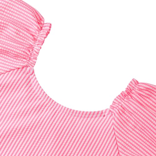 Image of LIZENS Two-Pieces Girls Swimsuit Puff Sleeve Beach Bathing Suit Stripe Bikini Sets