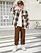 Boiltcat Toddler Boy Clothes 4t 3t Boys Clothes Long Sleeve Flannel Plaid Shirt Tops Cargo Sweat Pants Toddler Outfits for Boys 2 Piece Fall Sweatsuits Brown