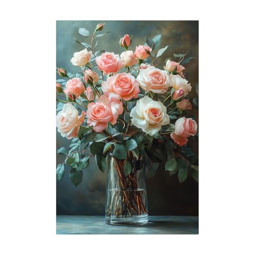 Impression sur toile intissée TERUEA fleurs roses 40x60cm