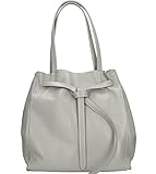  Freyday Damen Echtleder Shopper mit Innentasche in vielen Farben Schultertasche Henkeltasche HS01 (Grau)