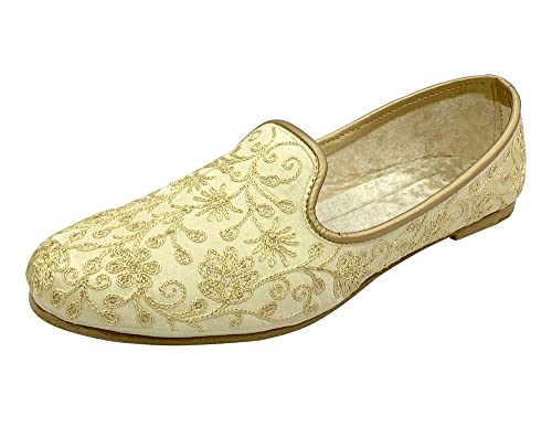 Stop n Style Cream Mens Jutti Sherwani Shoes Men Indian Wedding Handmade Ethnic Mojari Punjabi Juti US 12