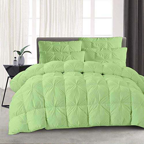 Disha Bedding Soft 500 Gsm Sage 3 Piece Pinch Pleated Emperor King Size Comforter Set (Comforter + 2 Pillowcases) 1200 Thread Count Egyptian Cotton Duvet Insert #TOP1