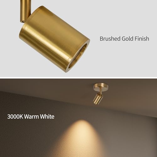 Image of LED Ceiling Spotlight - Adjustable Rotatable 350 & 90 Tilt, 7W (770 lm) 3000K Warm White, CRI ≥97, Copper Finish, Spot Light for Living Room, Bedroom, Corridor, Artwork
