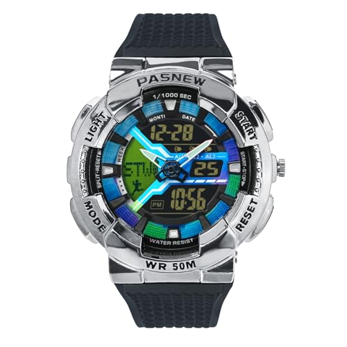 Image of PASNEW Boys' Watches - Dual Display, Large Dial Sport Watch, Black Outdoor Watch for Boys & Teens - Waterproof
