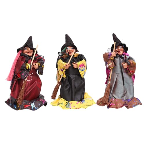 Décoration Halloween magiciennes effrayantes en bois et tissu pour chambre d'enfant