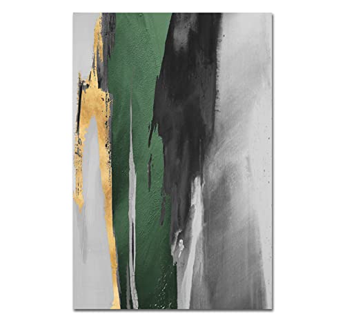 Abstract Green And Gold Canvas Wall Art Geometric Abstract Painting Dark Green Painting For Walls Large Minimalist Abstract Art Green And Gold Posters For Living Room Bedroom Decor 16X24Inch No Frame #TOP1