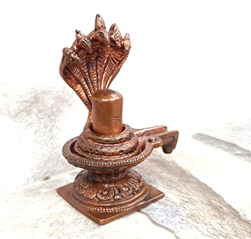 Image of Copper Idols, 3 inches, Copper Handmade Shivalingam, 220 Grams, Patina Antique Finish, Pack of 1 Piece