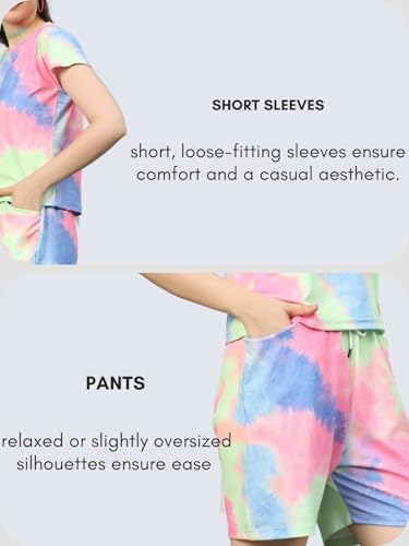 Image of DHRUVI Trendz Co Ord Set for Women | Outfits Tracksuit Set | Co Ord Set for Women | Travel Co Ord Set for Women |Tie Dye Printed Short | Half Sleeve