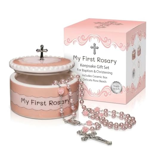 Cascade Goods Baptism Gifts for Girl My First Rosary with Keepsake Box