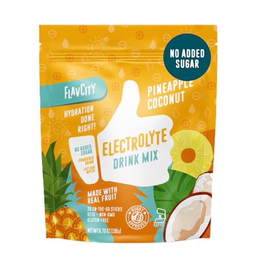 FlavCity Pineapple Coconut Electrolytes Powder Packets - 28 Hydration Packets