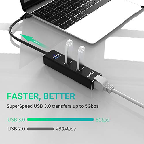 USB 3.0 Hub Ethernet with USB C Adapter, 3 Port USB 3.0 Splitter Gigabit Ethernet Hub + USB C HUB Network RJ45 1000Mbps USB Extender - Image 4