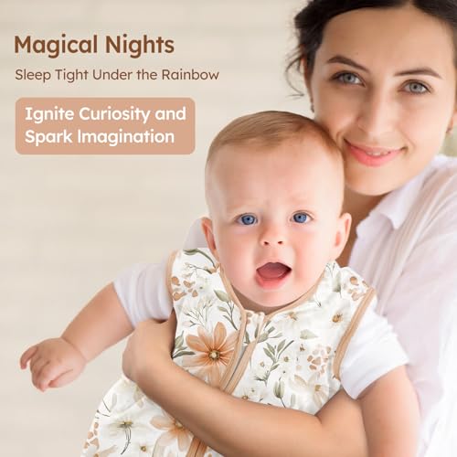 Image of Baby Sleep Sack 0-6 Months Summer Sleep Sack 3 Pack 100% Cotton Baby Sleep Bag Wearable Blanket for Newborn Infant Orange Flowers & Plaid