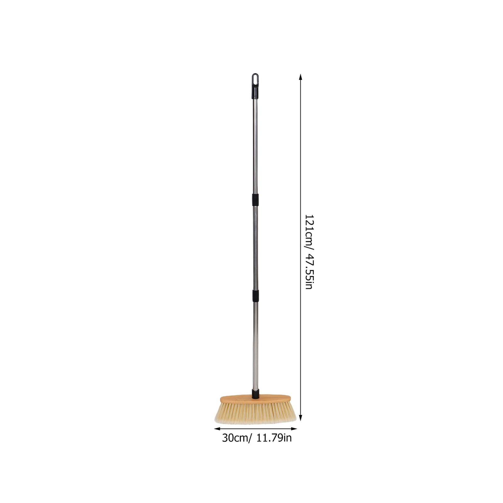 GARVALON Scopa in Legno con Manico in Acciaio Resistente Setole Dure per Pulizia Patio Giardino Pavimenti in Legno e Tappeti Ergonomica e Robusta per Uso Esterno e Interno