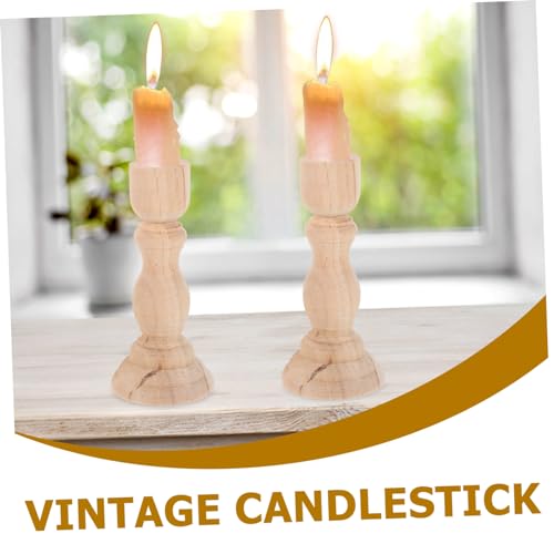 STOBAZA 2pcs Candlestick Creative Candle Holder Tealight Candle Holder Unique Candle Holders Wooden Candle Holder Candle Stands Wooden Tea Light Holder Candle Holders for Pillar Candles