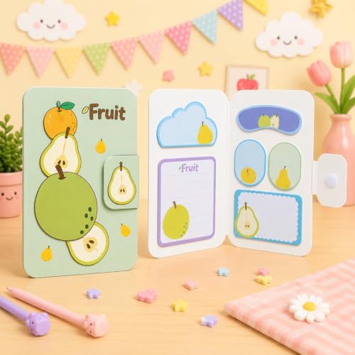 Image of Kawaii Sticky Notes Memo Pad, Cute Self Adhesive Notes for School, Office, Study, Planner & Journaling-Pack of 1, Green