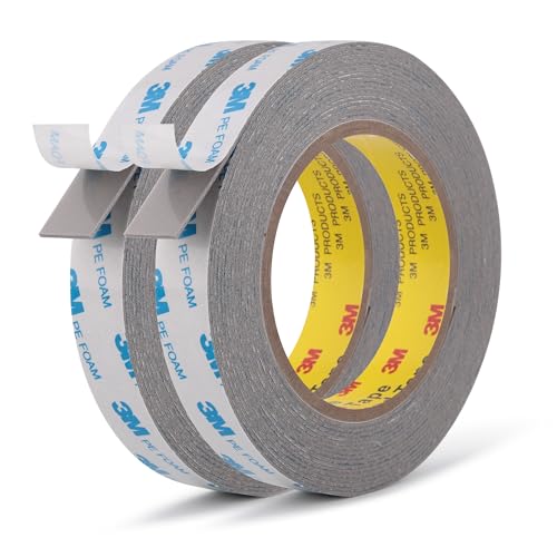 Image of Double Sided Tape Gray Foam Tape Heavy Duty 3 /4 inch x 18Ft Made of 3M Mounting Tape Joining Foam Strips for Banners Posters Alarms Window Shades Trims and Other Home Office or Industrial Use (Pack of 2)