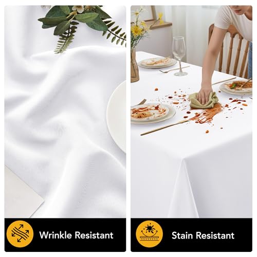 Dailyset 10-Pack White Tablecloths for Rectangle Tables, 60 x 102 Inches, Stain-Resistant Polyester Fabric for 6 Foot Tables - Washable Table Covers for Weddings, Banquets, Birthday, Parties, Events #4
