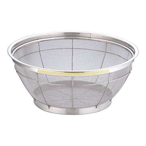 Endo Shoji TKG AZL4739 Mammoth Color Shallow Colander, 15.7 inches (40 cm), Yellow, Stainless Steel, Made in Japan