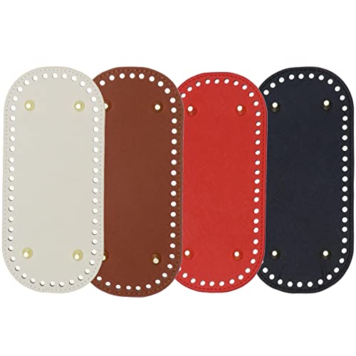 Create idea 4PCS Crochet Bag Bottom PU Leather Oval Shape Handbag Base Shaper Pad Bag Cushion for Handmade DIY Bag Accessories 4 Colours 22x10 cm
