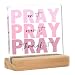 Pink Inspirational Decor Office Desk Accessories Sign – “Pray on It, Pray Over It, Pray Through It” Bible Verse Wall Art – Christian Gifts for Women – 4x4 Inch Acrylic Office Decor, Pink Dorm Room Decoration