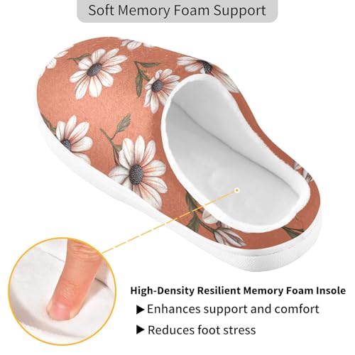 JUNZAN Beauty Osteospermum Terracotta Mens House Cotton Slipper Soft Memory Foam Indoor Shoes for Travel Birthday Presents 6-72