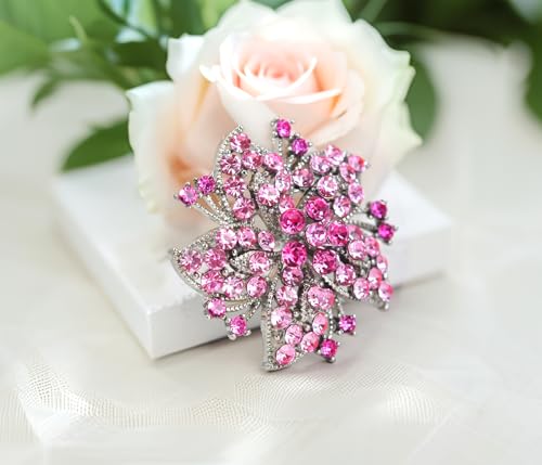 Image of Gyn&Joy Womens Crystal Rhinestones Lily Floral Wedding Flower Brooch Pins