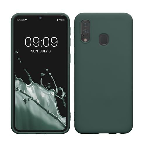 kwmobile Case for Samsung Galaxy A40 Case - Soft Cover - Shockproof TPU Material - Wireless Charging - Moss Green