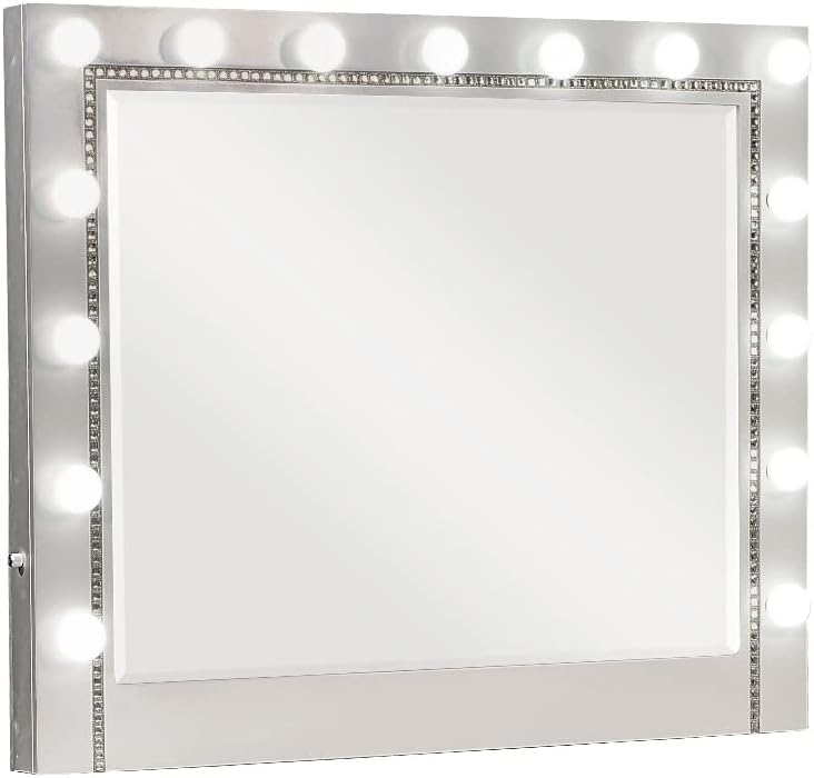 Coaster Eleanor 37 x 44 15-LED Light Wood Mirror in SilverMetallic Mercury