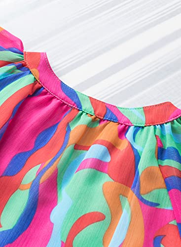 Blibean Girl Summer Blouse Short Sleeve Shirts Tween Kids Ruffle Tops Spring Boho Flower Clothes Floral Clothing Size 12-13 Years Xx-Large Multicolor #TOP4