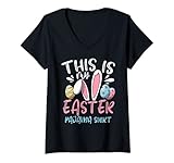 Damen Hasenohren Ostereier - Das Ist Mein Ostern Pyjama T-Shirt mit V-Ausschnitt