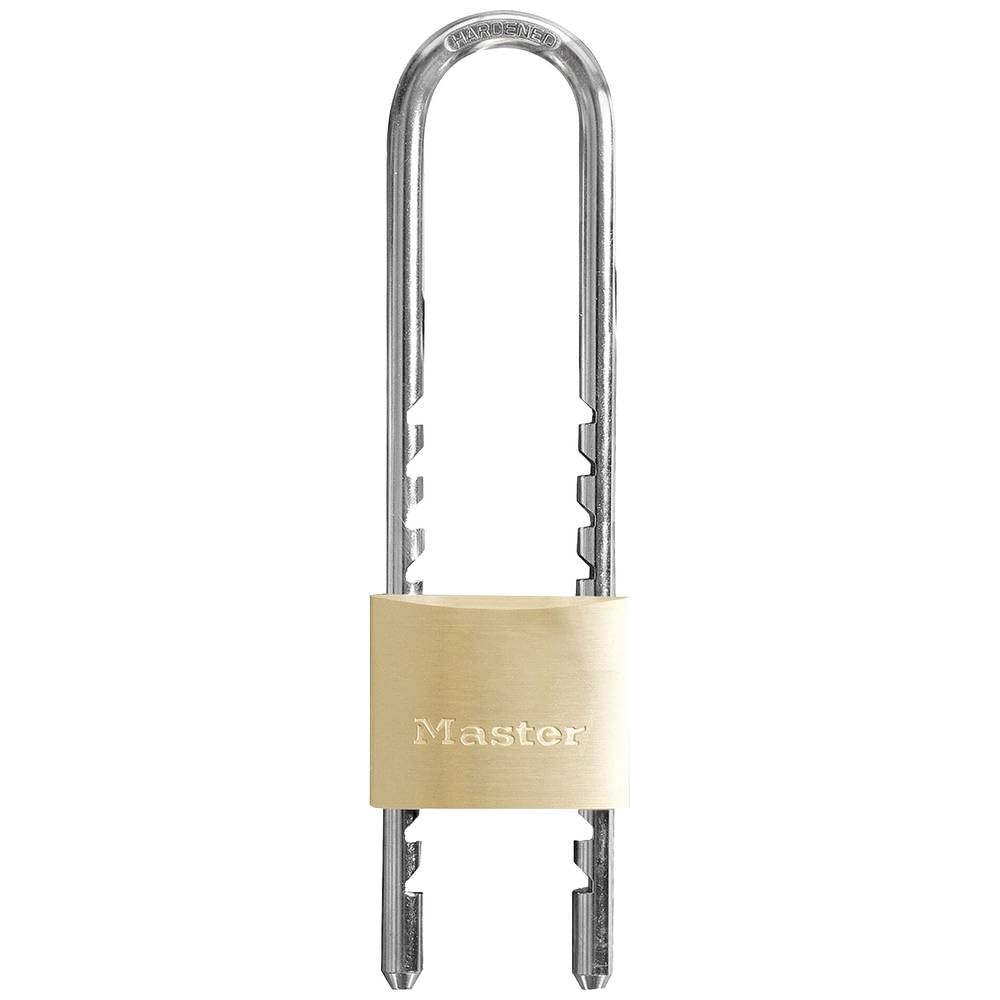 Master Lock 1950EURD katı pirinç anahtar asma kilit, 7 ila 15,5 cm arasında ayarlanabilir kelepçeli, altın, 15,5 x 5 x 1,4 cm